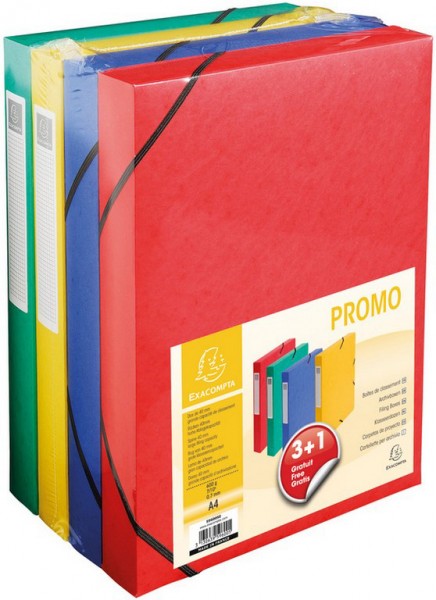 EXACOMPTA Sammelbox Promo-Pack 3+1, 40 mm, farbig sortiert