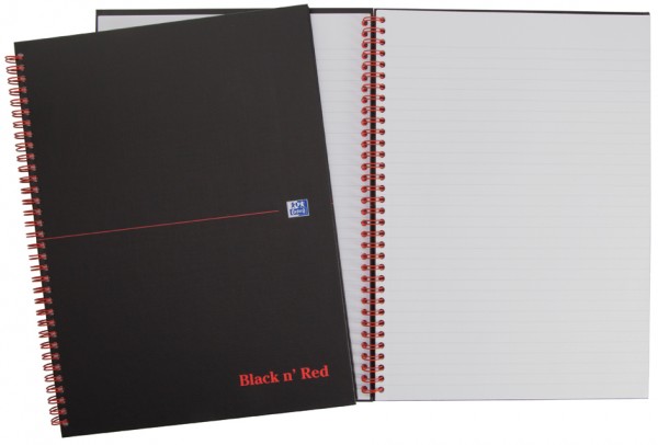 Oxford Black n´ Red Spiralbuch, DIN A4, kariert, Karton