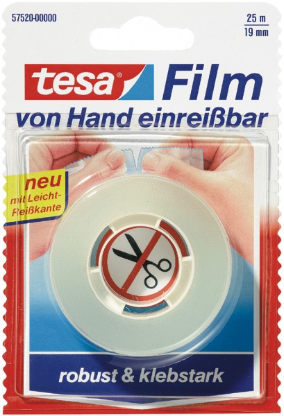 tesa Film, von Hand einreißbar, transparent, 19 mm x 25 m
