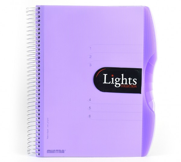 Notizbuch "Lights", DIN A4, kariert, PP-Hardcover mit Drahtspiralbindung - violett - DIN A4 - kariert (5x5mm)