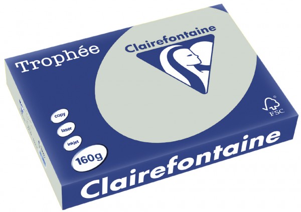 Clairefontaine Trophée Papier 1009C, A4, 160 g/m² - stahlgrau - stahlgrau