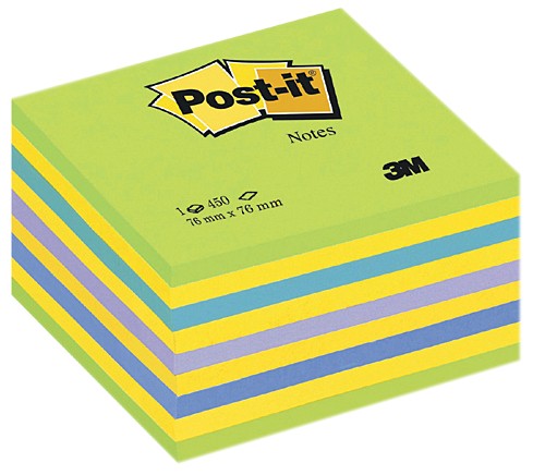 Post-it Haftnotiz-Würfel, 76 x 76 mm, Neon-Grüntöne