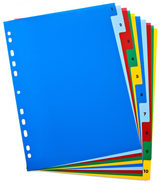 ELBA Kunststoff-Register, Zahlen, DIN A4, farbig, 10-teilig