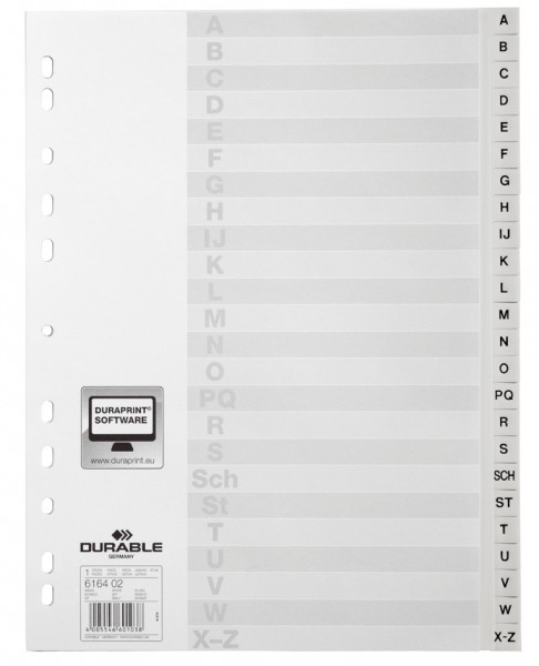 DURABLE Kunststoff-Register, A-Z, A4, überbreit, 20-teilig