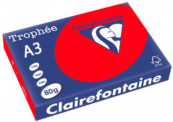 Clairefontaine Trophée Papier 8375C, A3, 80 g/m² - korallenrot - korallenrot
