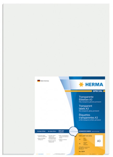 HERMA SuperPrint Etiketten A3, Folie, 297 x 420 mm,