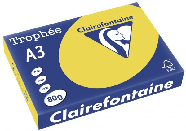 Clairefontaine Trophée Papier 1887C, A3, 80 g/m² - kanariengelb - kanariengelb