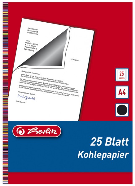 herlitz Kohlepapier, DIN A4, Inhalt: 25 Blatt