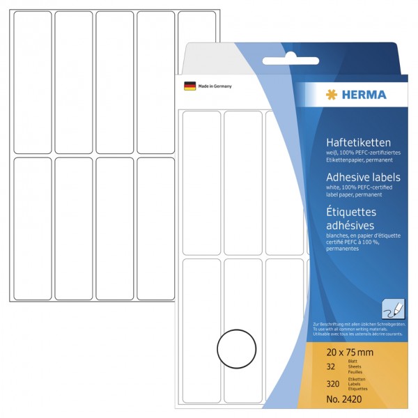 HERMA Vielzweck-Etiketten, 16 x 22 mm, weiß, Großpackung