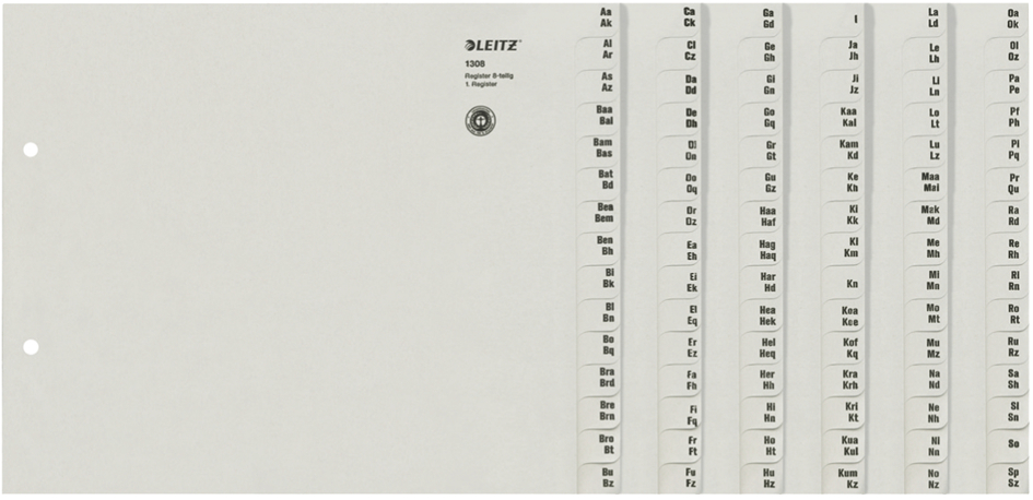 Leitz 13530085 Registerserie A-Z für 150 Ordner Papier grau A4 