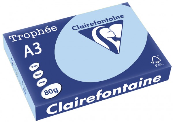 Clairefontaine Trophée Papier 1256C, A3, 80 g/m² - eisblau - eisblau
