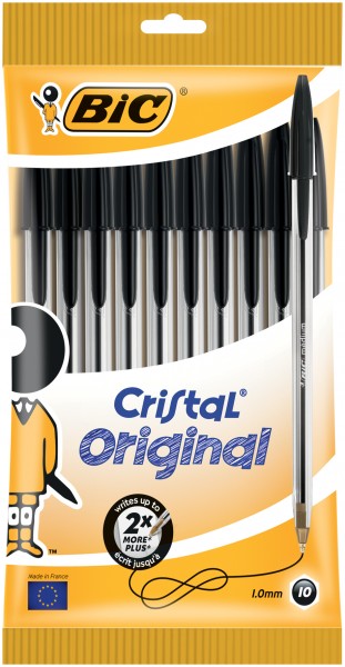BIC Kugelschreiber Cristal Original, schwarz, im 10er Beutel