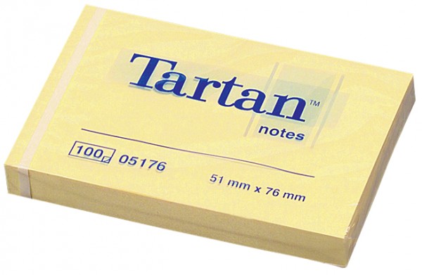 Tartan Notes Haftnotizen, 76 x 76 mm, hellgelb,