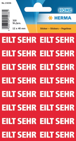 HERMA Textetiketten ´EILT SEHR´, 12 x 40 mm, rot / weiß