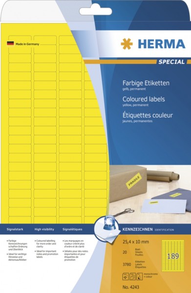HERMA Universal-Etiketten SPECIAL, 45,7 x 21,2 mm, gelb