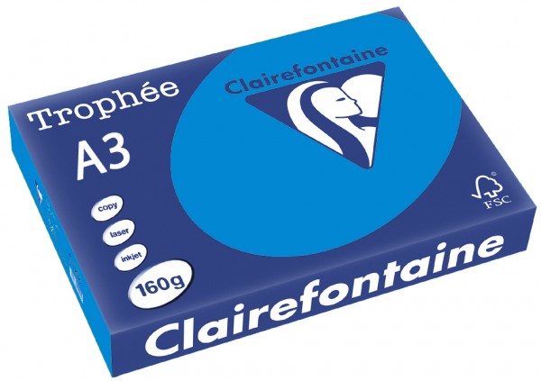 Clairefontaine Trophée Papier 1015C, A3, 160 g/m² - karibikblau - karibikblau