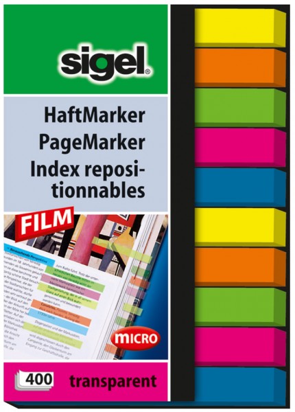 sigel Haftmarker Film micro, 50 x 6 mm, 400 Blatt