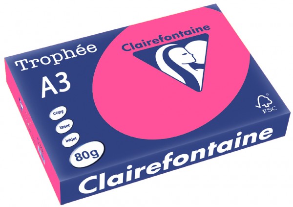 Clairefontaine Trophée Papier 2888C, A3, 80 g/m² - neonrosa - neonrosa