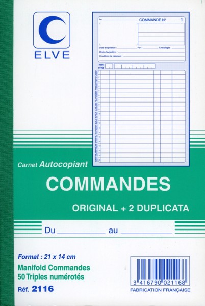ELVE französisches Formularbuch ´Commandes´, 210 x 148 mm