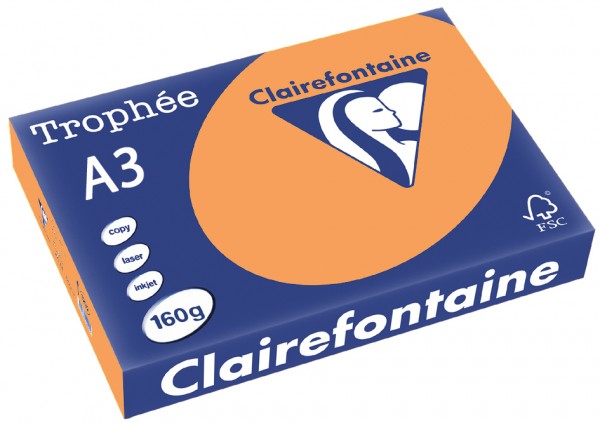 Clairefontaine Trophée Papier 1067C, A3, 160 g/m² - mandarine - mandarine