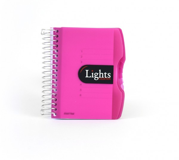 Notizbuch "Lights", DIN A6, liniert, PP-Hardcover mit Drahtspiralbindung - pink - DIN A6 - liniert
