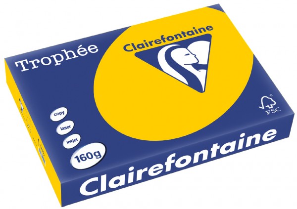 Clairefontaine Trophée Papier 1053C, A4, 160 g/m² - sonnenblumengelb - sonnenblumengelb