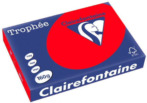 Clairefontaine Trophée Papier 1004C, A4, 160 g/m² - korallenrot - korallenrot