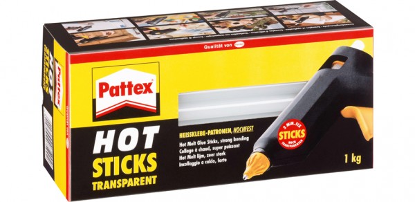 Pattex Heißklebepatrone HOT STICKS, rund, 1 kg, transparent