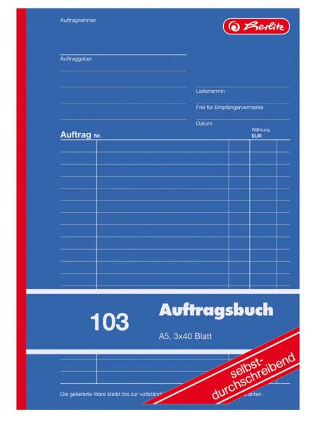 herlitz Formularbuch ´Auftrag 103´, DIN A5, 3 x 40 Blatt