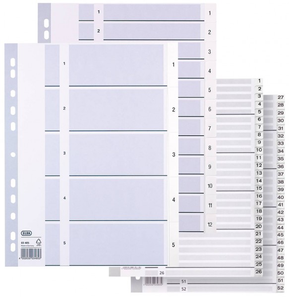 ELBA Kunststoff-Register, Zahlen, DIN A4, weiß, 10-teilig