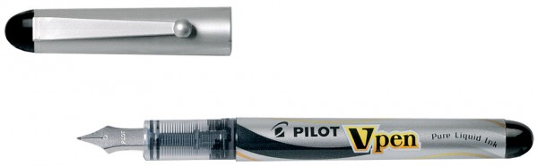 PILOT Füllhalter V-Pen Silver, Federbreite: 0,4mm, hellblau