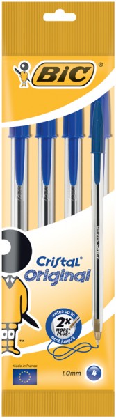 BIC Kugelschreiber Cristal Original, blau, im 4er Beutel