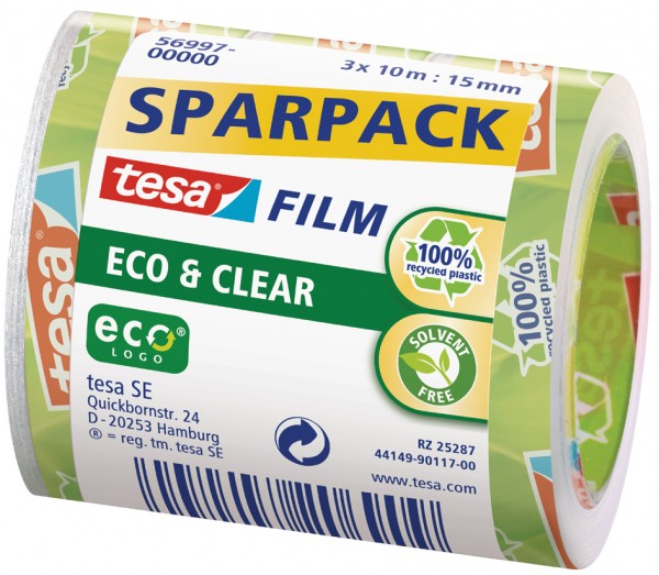 tesa Film Eco & Clear SPARPACK, transparent, 19 mm x 33 m