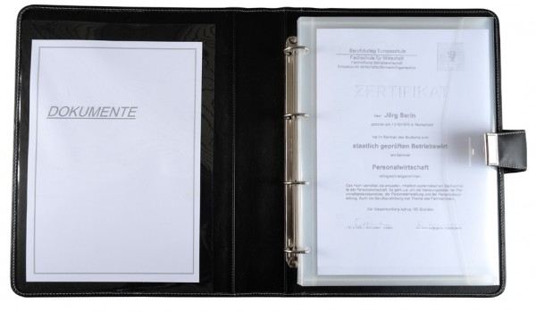 Alassio Dokumentenmappe, DIN A4, aus Nappa-Leder, schwarz