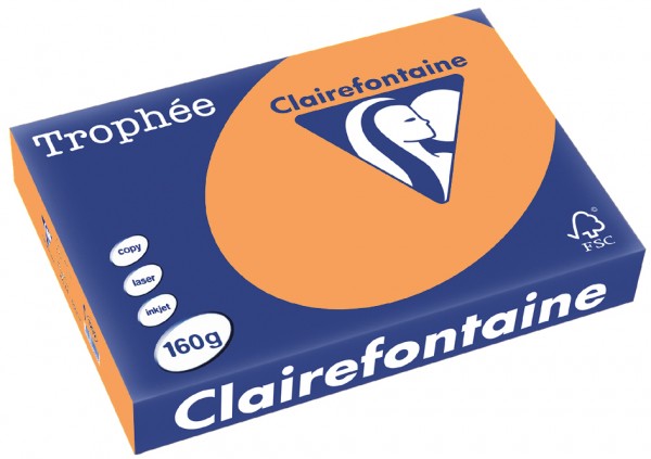 Clairefontaine Trophée Papier 1042C, A4, 160 g/m² - mandarine - mandarine