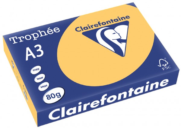 Clairefontaine Trophée Papier 1255C, A3, 80 g/m² - goldgelb - goldgelb