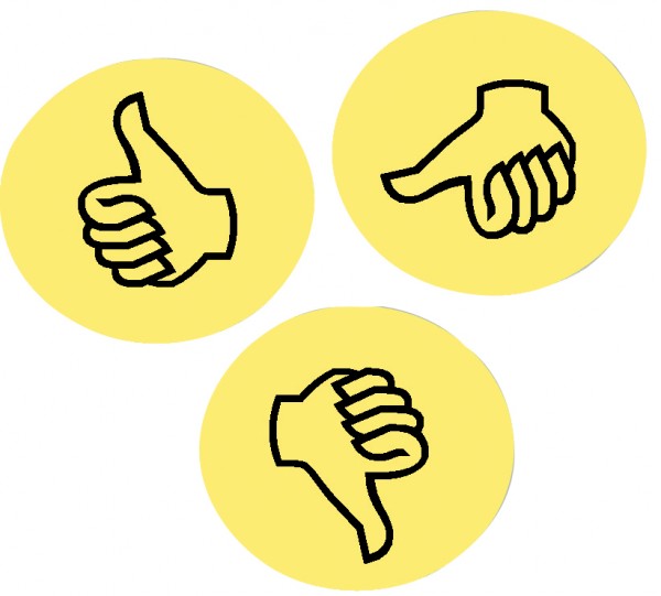 FRANKEN Moderationskarte Wertungssymbol ´Daumen´, gelb